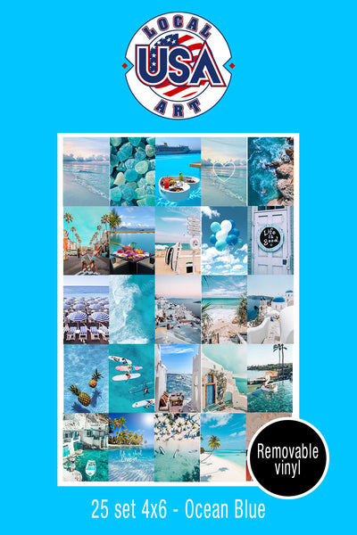 "Ocean Blue" Aesthetic Wall Collage Set of 25