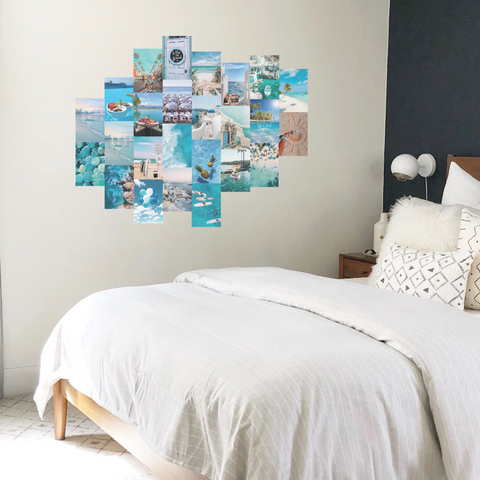 "Ocean Blue" Aesthetic Wall Collage Set of 25