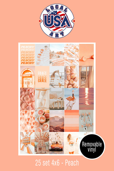 "Pretty Peach" Aesthetic Wall Collage Set of 25