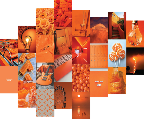 "Overflowing Orange" Aesthetic Wall Collage Set of 25